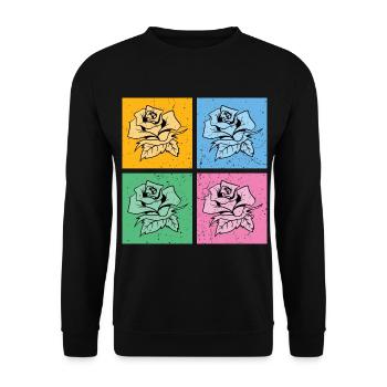 Jardin botanique Cadeau floral Pop Art Roses - Sweat-shirt Unisexe - noir - Devant - Alina (178cm) & Michal (187cm)