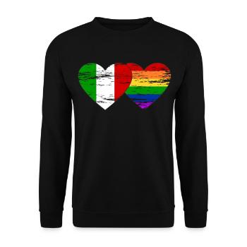 Italien Regenbogen Flagge used - Unisex Pullover - Schwarz - Vorne - Alina (178cm) & Michal (187cm)