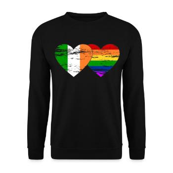 Irland Regenbogen Flagge used - Unisex Pullover - Schwarz - Vorne - Alina (178cm) & Michal (187cm)