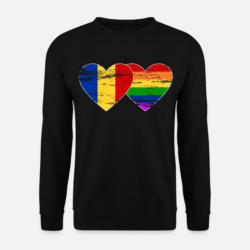 Drapeau arc-en-ciel de Roumanie utilisé - Sweat-shirt Unisexe - noir
