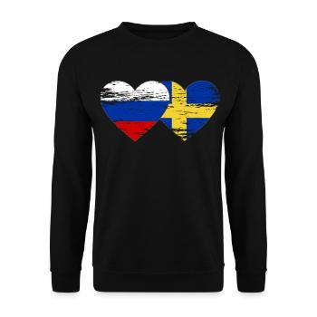 Suède Drapeau russe utilisé - Sweat-shirt Unisexe - noir - Devant - Alina (178cm) & Michal (187cm)