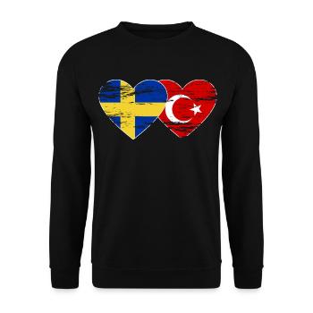 Suède Turquie drapeau coeur utilisé - Sweat-shirt Unisexe - noir - Devant - Alina (178cm) & Michal (187cm)