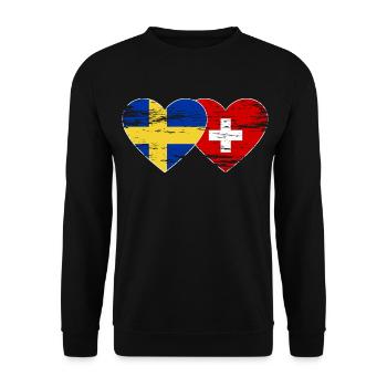 Suède Suisse Drapeau Coeur Utilisé - Sweat-shirt Unisexe - noir - Devant - Alina (178cm) & Michal (187cm)