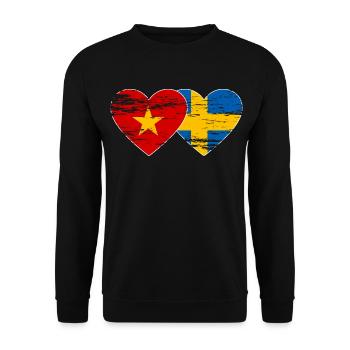 Viêt Nam Suède Drapeau Coeur - Sweat-shirt Unisexe - noir - Devant - Alina (178cm) & Michal (187cm)