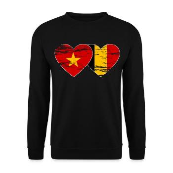 Belgien Vietnam Belgien Flagge Herz used - Unisex Pullover - Schwarz - Vorne - Alina (178cm) & Michal (187cm)