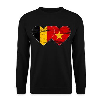 Belgium Vietnam Flag Heart Used - Unisex Sweatshirt - black - Front - Alina (178cm) & Michal (187cm)