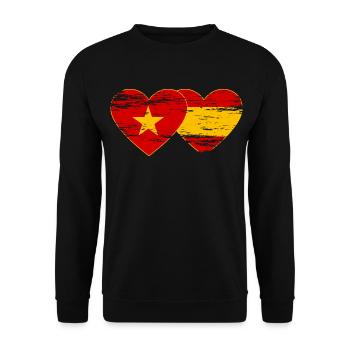 Vietnam Spain Flag Heart Used - Unisex Sweatshirt - black - Front - Alina (178cm) & Michal (187cm)