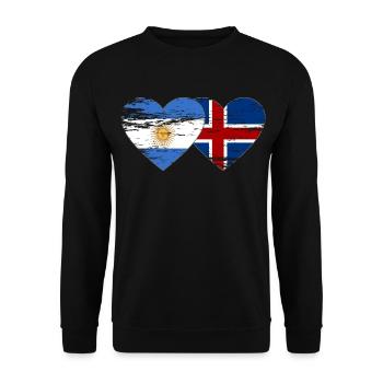 Argentina Iceland Flag Heart Used - Unisex Sweatshirt - black - Front - Alina (178cm) & Michal (187cm)