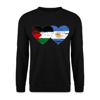 Palestine Argentine drapeau coeur utilisé - Sweat-shirt Unisexe - noir - Devant - Alina (178cm) & Michal (187cm)
