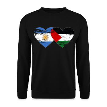 Argentina Palestine Flag Heart - Unisex Sweatshirt - black - Front - Alina (178cm) & Michal (187cm)