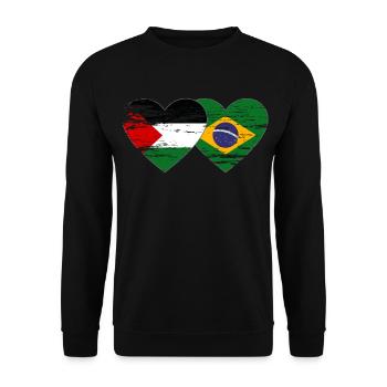 Palestine Brésil drapeau coeur utilisé - Sweat-shirt Unisexe - noir - Devant - Alina (178cm) & Michal (187cm)