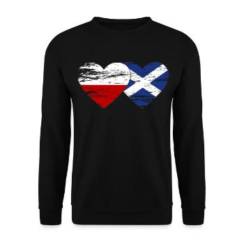 Pologne Ecosse drapeau coeur utilisé - Sweat-shirt Unisexe - noir - Devant - Alina (178cm) & Michal (187cm)