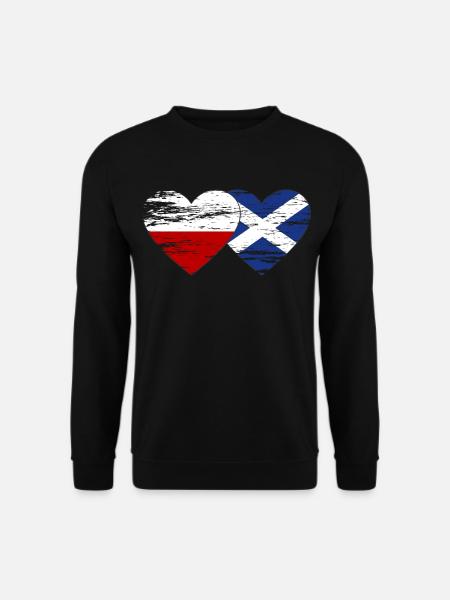 Poland Scotland Flag Heart Used - Unisex Sweatshirt - black