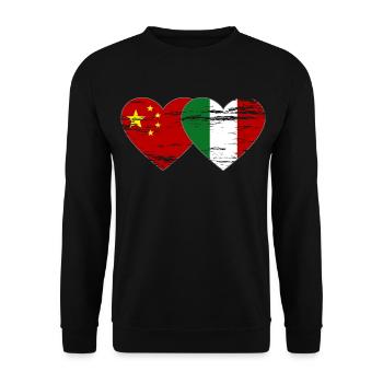 China Italy Flag Heart Used - Unisex Sweatshirt - black - Front - Alina (178cm) & Michal (187cm)