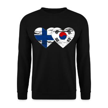 Finlande Corée du Sud drapeau coeur utilisé - Sweat-shirt Unisexe - noir - Devant - Alina (178cm) & Michal (187cm)