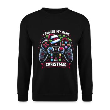 Game on Break for Christmas Gift Humor Geek - Unisex Sweatshirt - black - Front - Alina (178cm) & Michal (187cm)