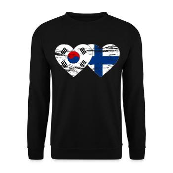 Corée du Sud Finlande Drapeau Coeur Utilisé - Sweat-shirt Unisexe - noir - Devant - Alina (178cm) & Michal (187cm)