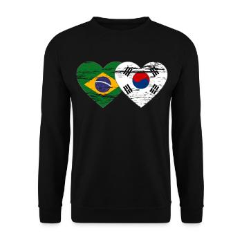 Brazil South Korea flag heart used - Unisex Sweatshirt - black - Front - Alina (178cm) & Michal (187cm)