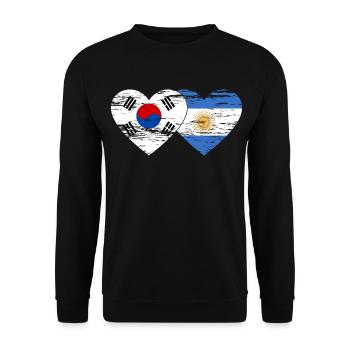 Corée du Sud Argentine Drapeau Coeur Utilisé - Sweat-shirt Unisexe - noir - Devant - Alina (178cm) & Michal (187cm)