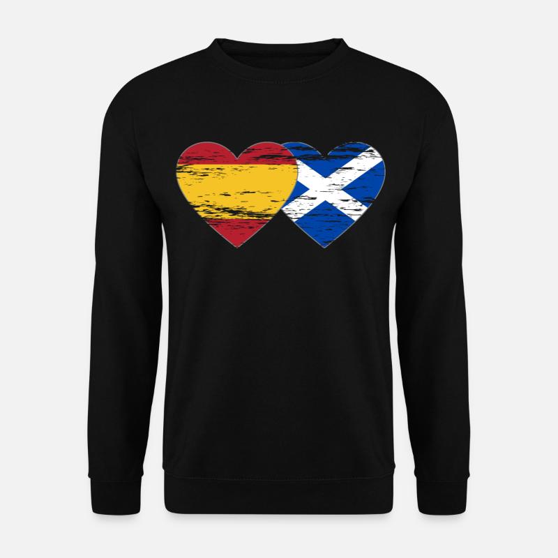 Spanien Schottland Flagge Herz used - Unisex Pullover - Schwarz