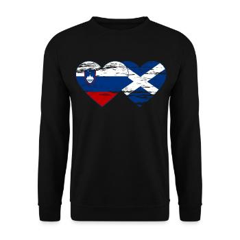 Slovenia Scotland Flag Heart Used - Unisex Sweatshirt - black - Front - Alina (178cm) & Michal (187cm)