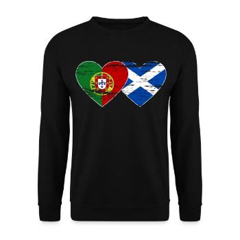 Portugal Ecosse drapeau coeur utilisé - Sweat-shirt Unisexe - noir - Devant - Alina (178cm) & Michal (187cm)