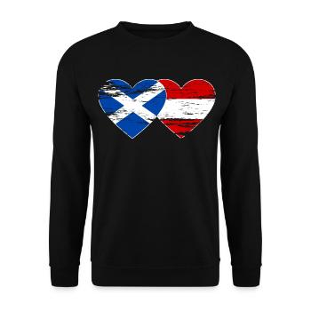 Ecosse Autriche drapeau coeur utilisé - Sweat-shirt Unisexe - noir - Devant - Alina (178cm) & Michal (187cm)