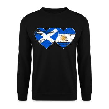 Ecosse Argentine Drapeau Coeur Utilisé - Sweat-shirt Unisexe - noir - Devant - Alina (178cm) & Michal (187cm)