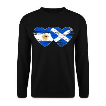 Drapeau de l’Ecosse de l’Argentine Coeur Utilisé - Sweat-shirt Unisexe - noir - Devant - Alina (178cm) & Michal (187cm)