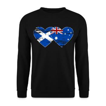 Schottland Australien Flagge Herz used - Unisex Pullover - Schwarz - Vorne - Alina (178cm) & Michal (187cm)