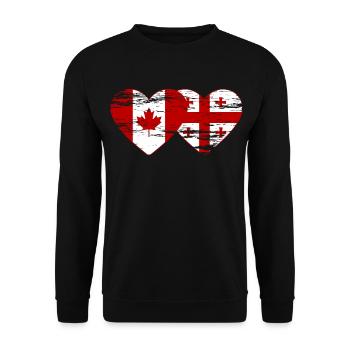 Coeur de drapeau du Canada Géorgie utilisé - Sweat-shirt Unisexe - noir - Devant - Alina (178cm) & Michal (187cm)