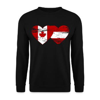 Canada Austria flag heart used - Unisex Sweatshirt - black - Front - Alina (178cm) & Michal (187cm)
