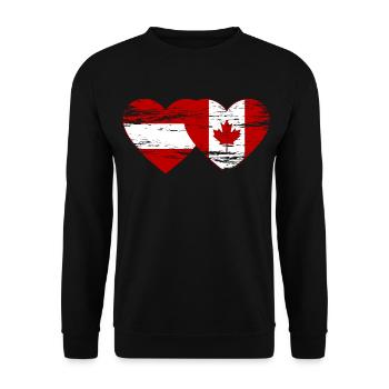 Austria Canada flag heart used - Unisex Sweatshirt - black - Front - Alina (178cm) & Michal (187cm)