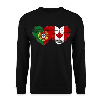 Coeur de drapeau du Portugal Canada utilisé - Sweat-shirt Unisexe - noir - Devant - Alina (178cm) & Michal (187cm)