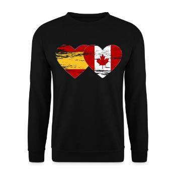 Coeur de drapeau Espagne Canada utilisé - Sweat-shirt Unisexe - noir - Devant - Alina (178cm) & Michal (187cm)