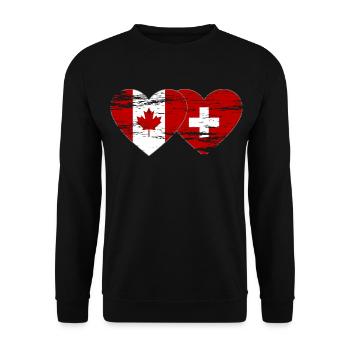 Canada Suisse Drapeau Coeur Utilisé - Sweat-shirt Unisexe - noir - Devant - Alina (178cm) & Michal (187cm)