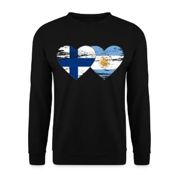Finland Argentina Flag Heart Used - Unisex Sweatshirt - black - Front - Alina (178cm) & Michal (187cm)