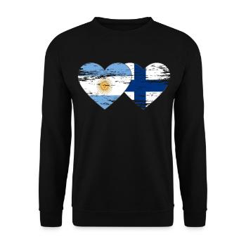 Argentina Finland Flag Heart Used - Unisex Sweatshirt - black - Front - Alina (178cm) & Michal (187cm)