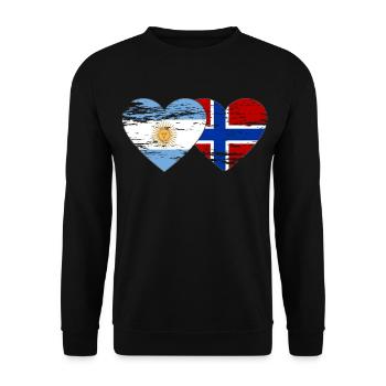 Argentine Norvège drapeau coeur utilisé - Sweat-shirt Unisexe - noir - Devant - Alina (178cm) & Michal (187cm)