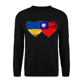 Flag of Ukraine Taiwan used - Unisex Sweatshirt - black - Front - Alina (178cm) & Michal (187cm)