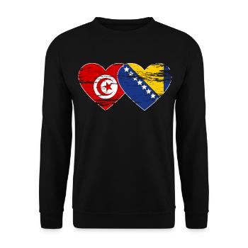 Tunisie Bosnie drapeau coeur utilisé - Sweat-shirt Unisexe - noir - Devant - Alina (178cm) & Michal (187cm)