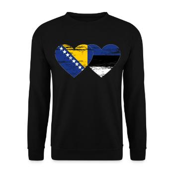 Bosnie Estonie drapeau coeur utilisé - Sweat-shirt Unisexe - noir - Devant - Alina (178cm) & Michal (187cm)