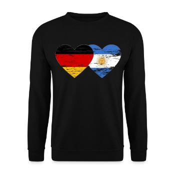 Germany Argentina Flag Heart Used - Unisex Sweatshirt - black - Front - Alina (178cm) & Michal (187cm)