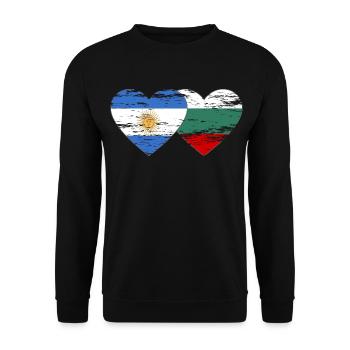 Argentine Bulgarie Drapeau Coeur Utilisé - Sweat-shirt Unisexe - noir - Devant - Alina (178cm) & Michal (187cm)
