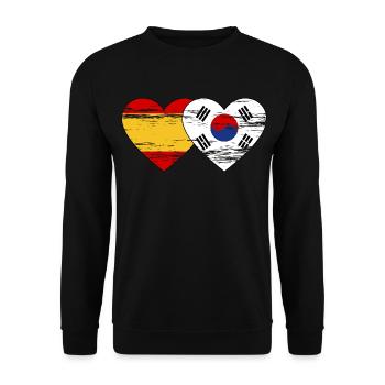 Spain, South Korea, flag, heart used - Unisex Sweatshirt - black - Front - Alina (178cm) & Michal (187cm)