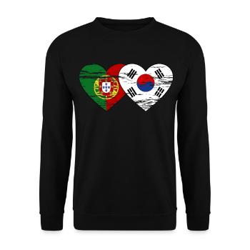 Portugal Corée du Sud Drapeau Coeur Utilisé - Sweat-shirt Unisexe - noir - Devant - Alina (178cm) & Michal (187cm)