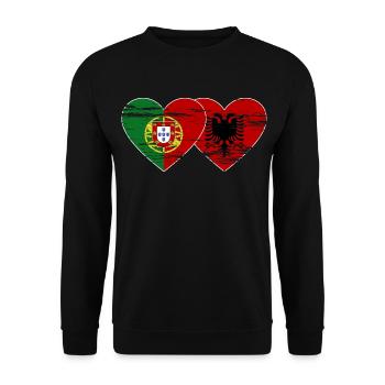 Portugal Albanie drapeau coeur utilisé - Sweat-shirt Unisexe - noir - Devant - Alina (178cm) & Michal (187cm)