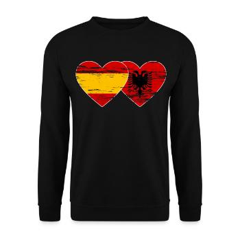 Espagne Albanie Drapeau Coeur Utilisé - Sweat-shirt Unisexe - noir - Devant - Alina (178cm) & Michal (187cm)