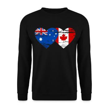 Australien Kanada Flagge Herz used - Unisex Pullover - Schwarz - Vorne - Alina (178cm) & Michal (187cm)