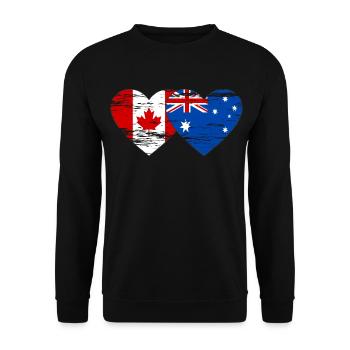Kanada Australien Flagge Herz used - Unisex Pullover - Schwarz - Vorne - Alina (178cm) & Michal (187cm)